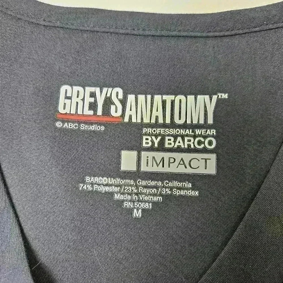 Greys Anatomy Impact Scrub Top Women M Steel/Gray Medical Nurse Doctor Dentist - Picture 7 of 7